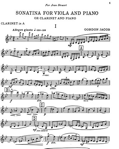 Gordon Jacob: Sonatina For Viola And Piano (Clarinet And Piano)
